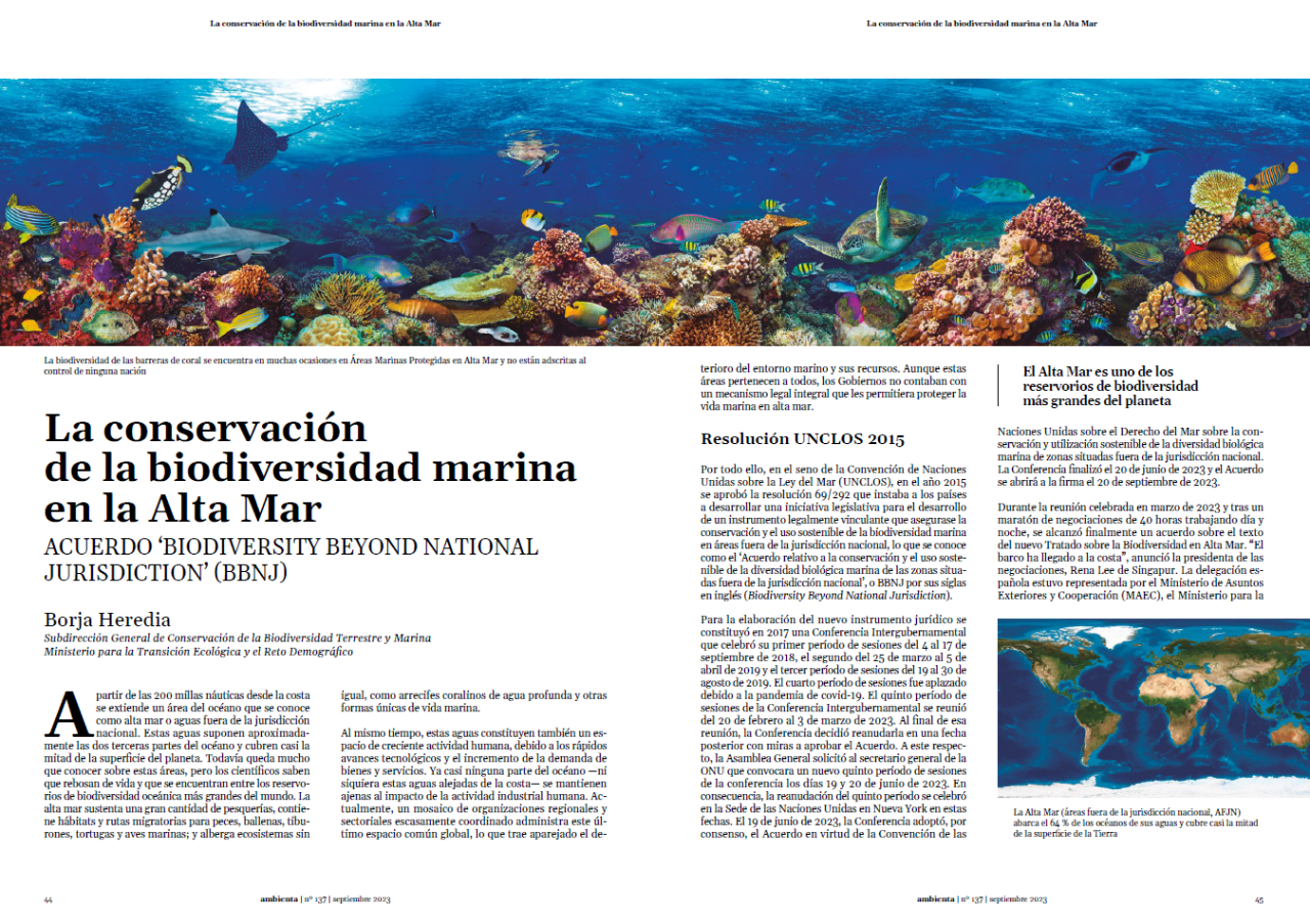 La conservación de la biodiversidad marina en la Alta Mar. Acuerdo ‘Biodiversity Beyond National Jurisdiction' (BBNJ)