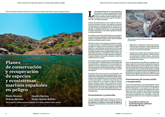 Planes de conservación y recuperación de especies y ecosistemas marinos españoles en peligro