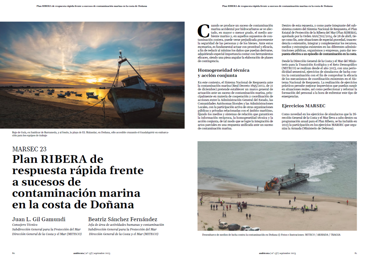 Plan RIBERA de respuesta rápida frente a sucesos de contaminación marina en la costa de Doñana