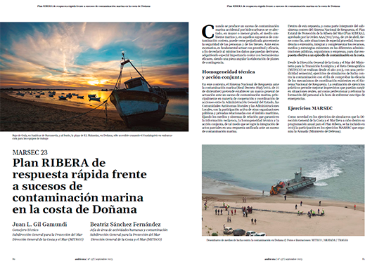 Plan RIBERA de respuesta rápida frente a sucesos de contaminación marina en la costa de Doñana
