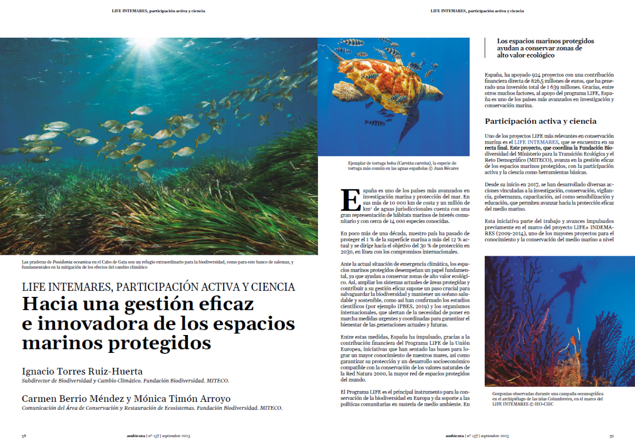 LIFE INTEMARES, participación activa y ciencia. Hacia una gestión eficaz e innovadora de los espacios marinos protegidos