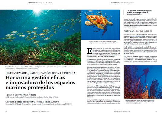 LIFE INTEMARES, participación activa y ciencia. Hacia una gestión eficaz e innovadora de los espacios marinos protegidos