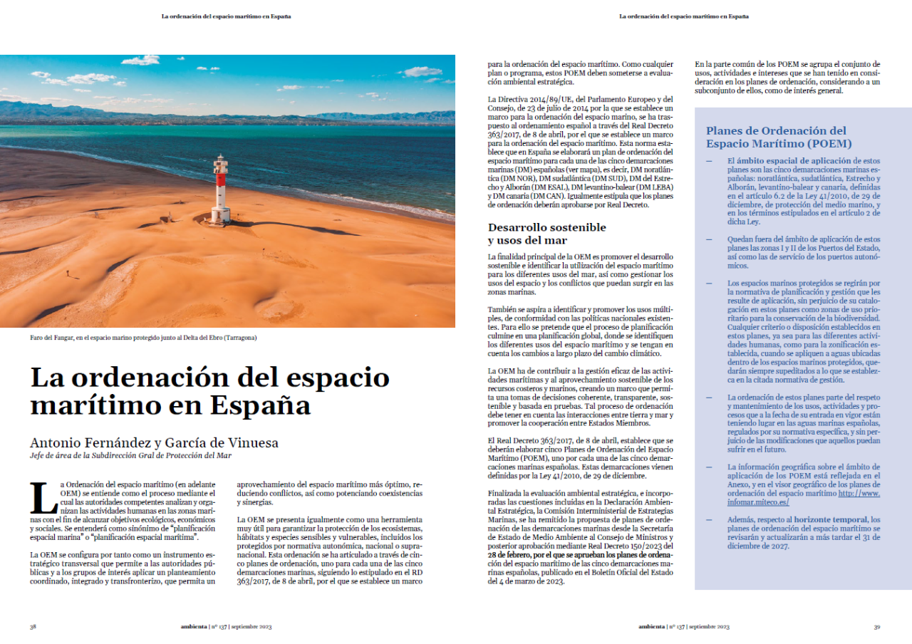 La ordenación del espacio marítimo en España Antonio Fernández y García de Vinuesa