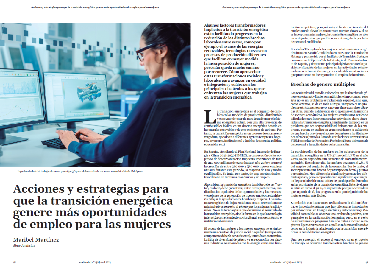 Acciones y estrategias para que la transición energética genere más oportunidades de empleo para las mujeres