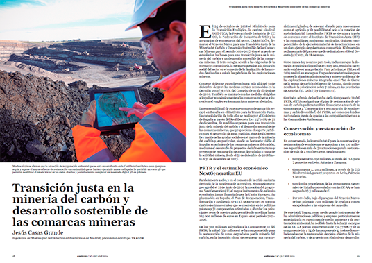 Transición justa en la minería del carbón y desarrollo sostenible de las comarcas mineras