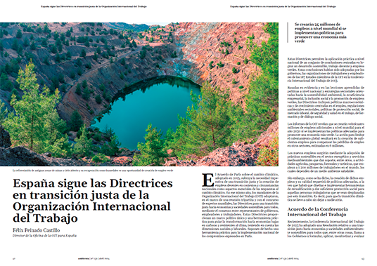 España sigue las Directrices en transición justa de la Organización Internacional del Trabajo