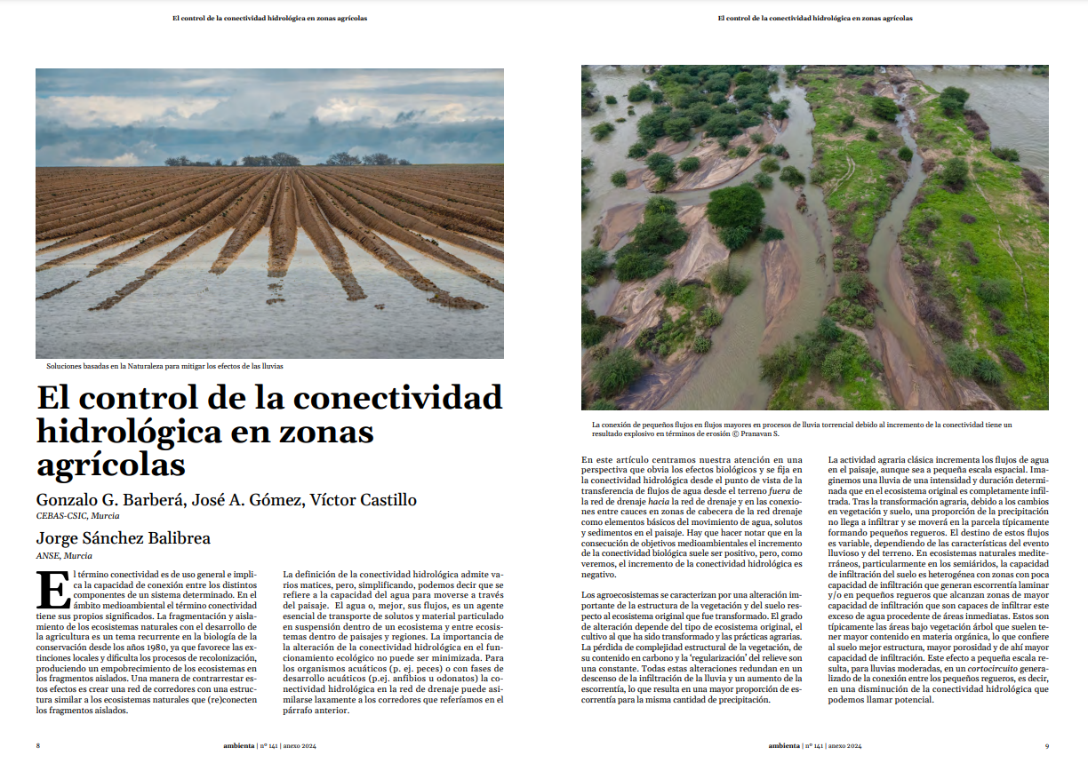 El control de la conectividad hidrológica en zonas agrícolas