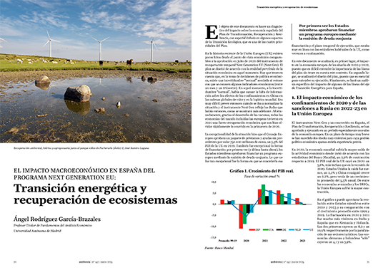 El impacto macroeconómico en España del programa Next Generation EU: Transición energética y recuperación de ecosistemas